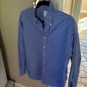 Brooks Brothers Regent Men's Blue Checkered Shirt Size 17-34.